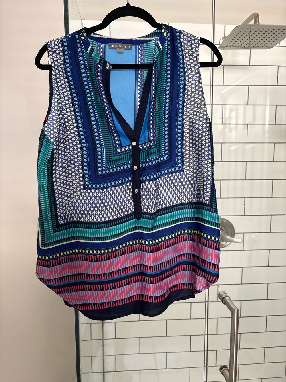 Brixon Ivy Multicolor Sleeveless V-Neck Printed Shell